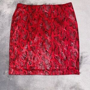 Red Snake Print Skirt